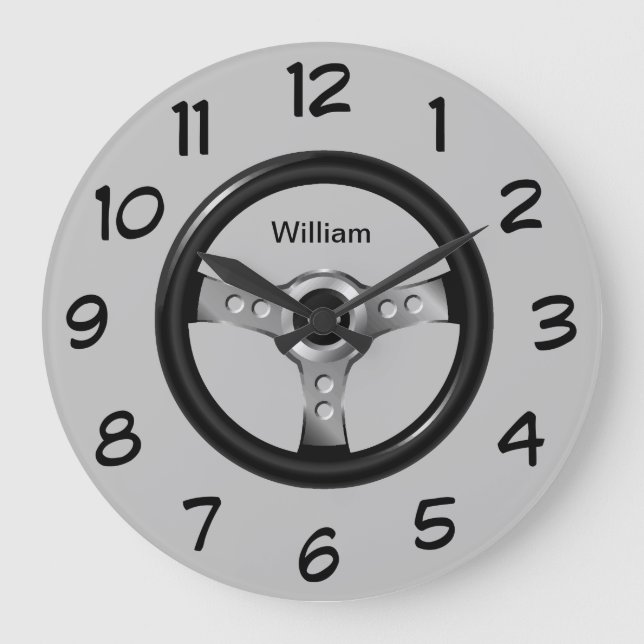 Mens Monogram Man Cave Wall Decor Large Clock (Front)