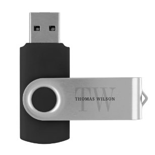Men's Monogram Minimalist Executive Metallic USB Flash Drive