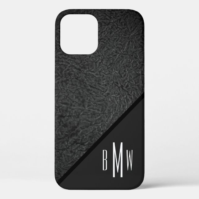 Men's Monogram Modern Black Texture Pattern Print Case-Mate iPhone Case (Back)