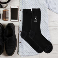 Mens monogram name modern elegant black and white