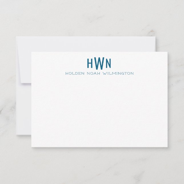 Men's Monogram Professional Navy Blue Wide Rule Card (Front)