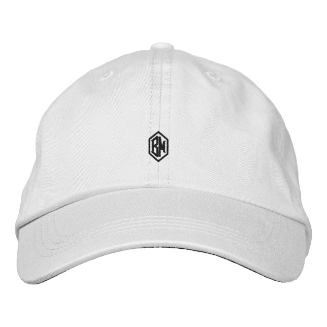Men's Monogram White  Embroidered Hat (Front)