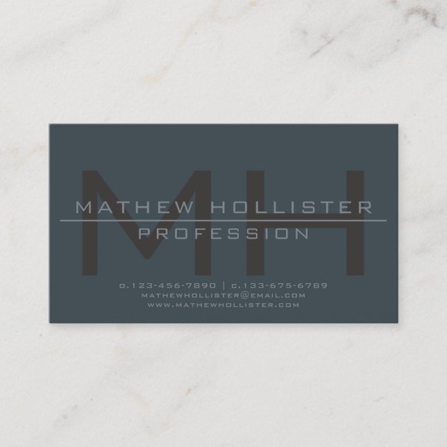Men's Monogrammed, Deep and Muted Colours Business Card (Front)