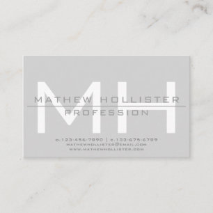 Men's Monogrammed, Grey Business Card Magnet