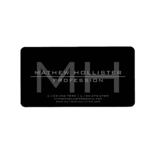 Men's Monogrammed, Grey Business Label