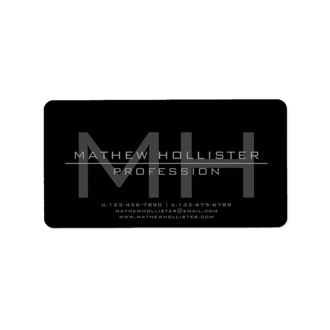 Men's Monogrammed, Grey Business Label (Front)