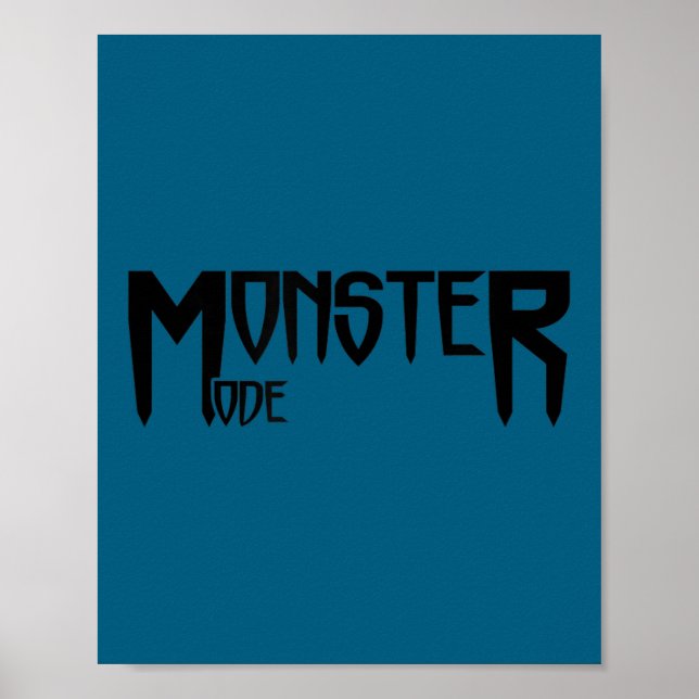Mens Monster Mode - Gym Fitness Workout Motivation Poster (Front)