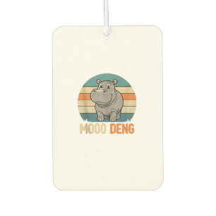 Mens Moo Deng_ Adorable Baby Hippo, Retro Sunset T Car Air Freshener