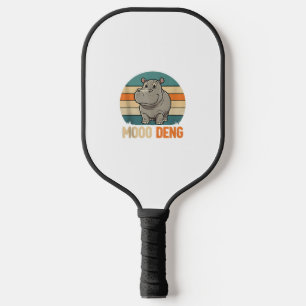 Mens Moo Deng_ Adorable Baby Hippo, Retro Sunset T Pickleball Paddle