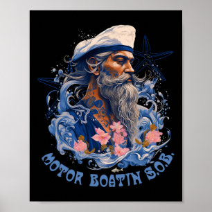 Mens Motor Boatin Funny Pontoon Boating Lake Motor Poster