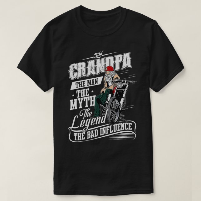 Mens Motorcycle  Grandpa The Man The Myth The Bad  T-Shirt (Design Front)