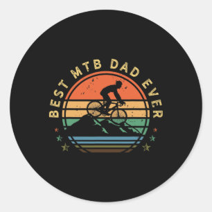 Mens Mountain Bike Lover Retro Biking Dad Vintage- Classic Round Sticker