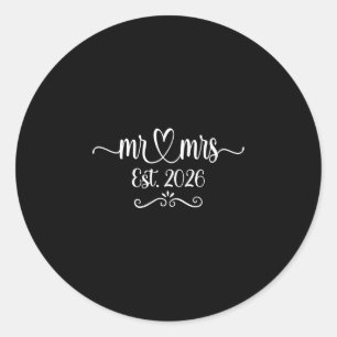 Mens mr and mrs est 2026 married wedding husband classic round sticker