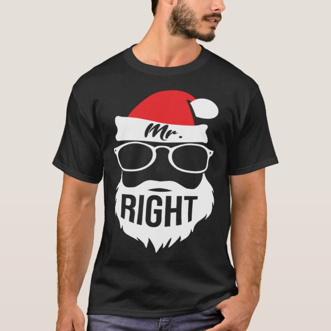 Mens Mr Right Santa Outfit Christmas Matching Coup T-Shirt (Front)