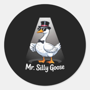 Mens mr silly goose gettin' loose bridge to be classic round sticker