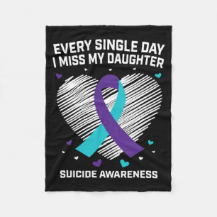 Mens Mum Dad Teal Purple Miss Daughter Awareness Fleece Blanket