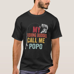 Mens My Favorite Fishing Buddies Call Me Popo Fish T-Shirt