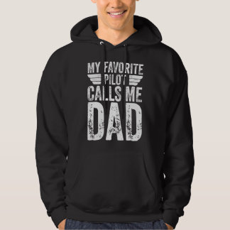 Mens My Favorite Pilot Calls Me Dad Funny Aviator Hoodie