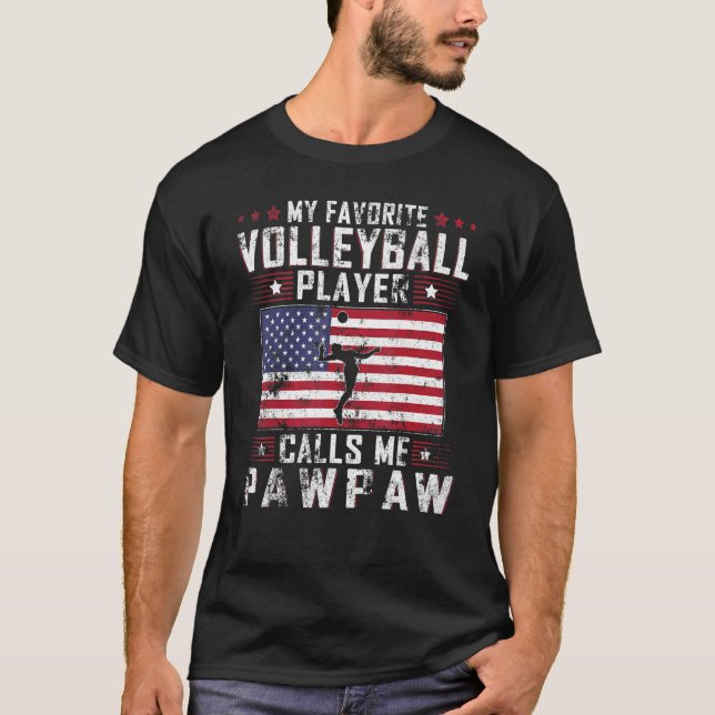 Mens My Favorite Volleyball Player Calls Me Pawpaw T-Shirt (Front)