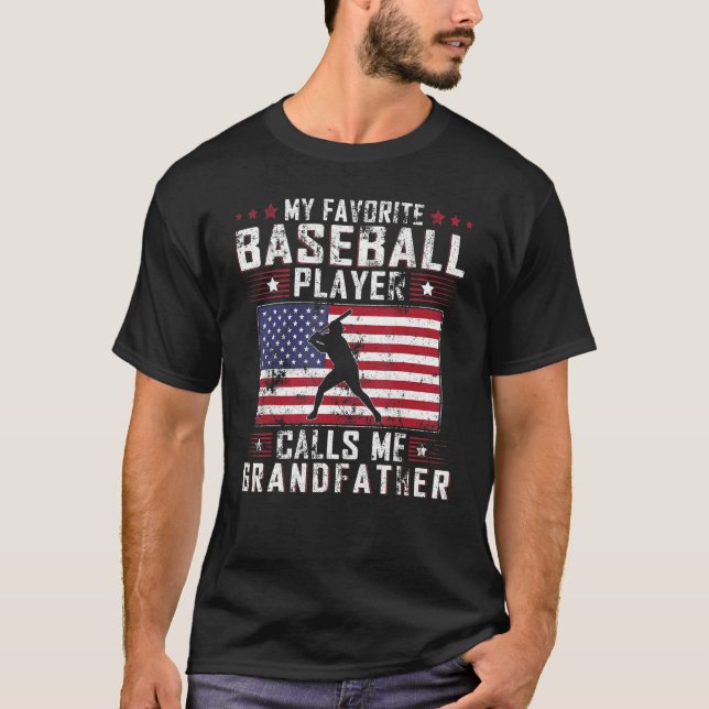 Mens My Favourite Baseball Player Calls Me Grandfa T-Shirt (Front)