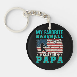 Mens My Favourite Baseball Player Calls Me Papa Key Ring