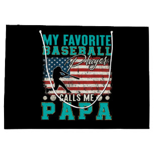 Mens My Favourite Baseball Player Calls Me Papa Large Gift Bag
