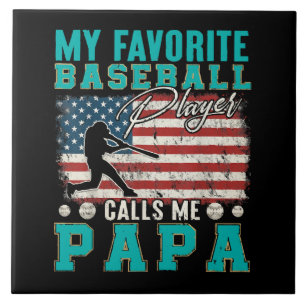 Mens My Favourite Baseball Player Calls Me Papa Tile