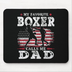 Mens My Favourite Boxer Calls Me Dad Usa Flag Fath Mouse Mat