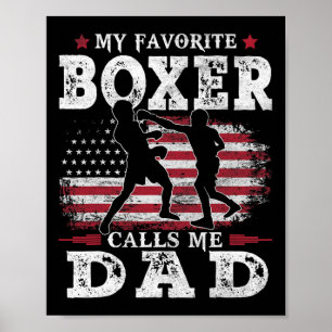 Mens My Favourite Boxer Calls Me Dad Usa Flag Fath Poster