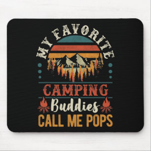Mens My Favourite Camping Buddies Call Me Pops Fun Mouse Mat