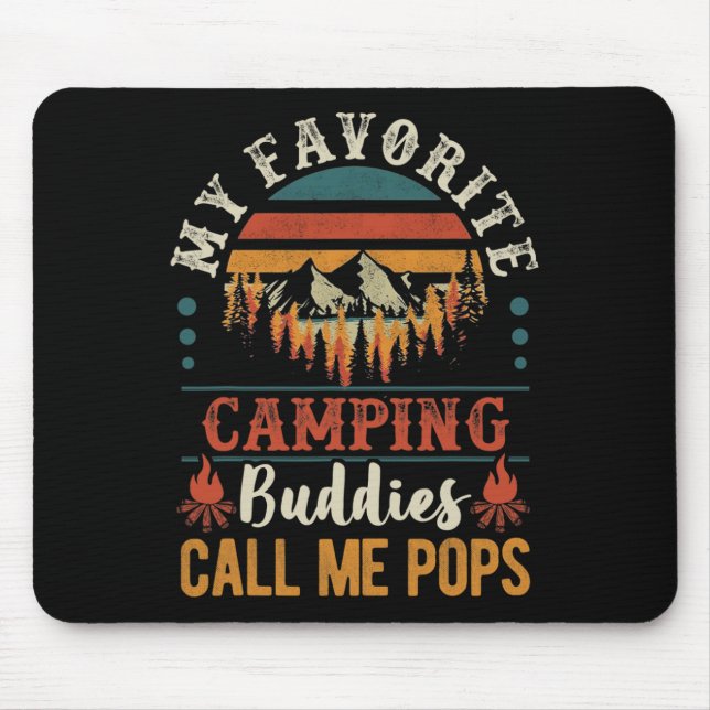 Mens My Favourite Camping Buddies Call Me Pops Fun Mouse Mat (Front)