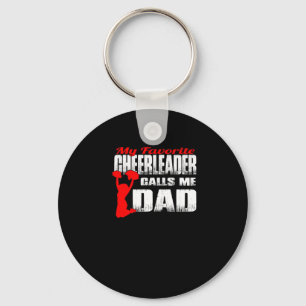 Mens My Favourite Cheerleader Calls Me Dad Cheer Key Ring