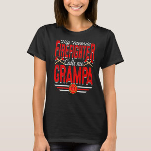 Mens My Favourite Firefighter Calls Me Grampa Fire T-Shirt