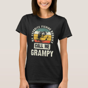 Mens My Favourite Fishing Buddies Call Me Grampy F T-Shirt