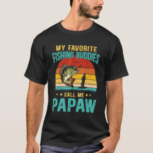 Mens My Favourite Fishing Buddies Call Me Papaw Fa T-Shirt