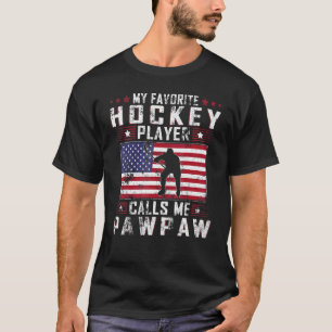 Mens My Favourite Hockey Player Calls Me Pawpaw Fa T-Shirt