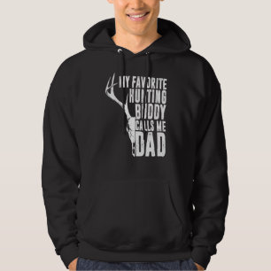 Mens My Favourite Hunting Buddy Calls Me Dad Deer Hoodie