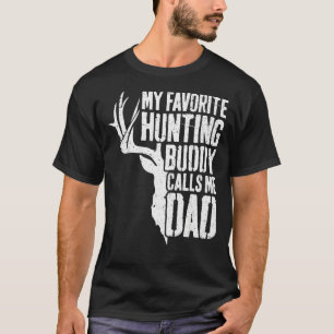 Mens My Favourite Hunting Buddy Calls Me Dad Deer T-Shirt