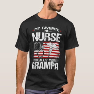 Mens My Favourite Nurse Calls Me Grampa Nursing Pa T-Shirt