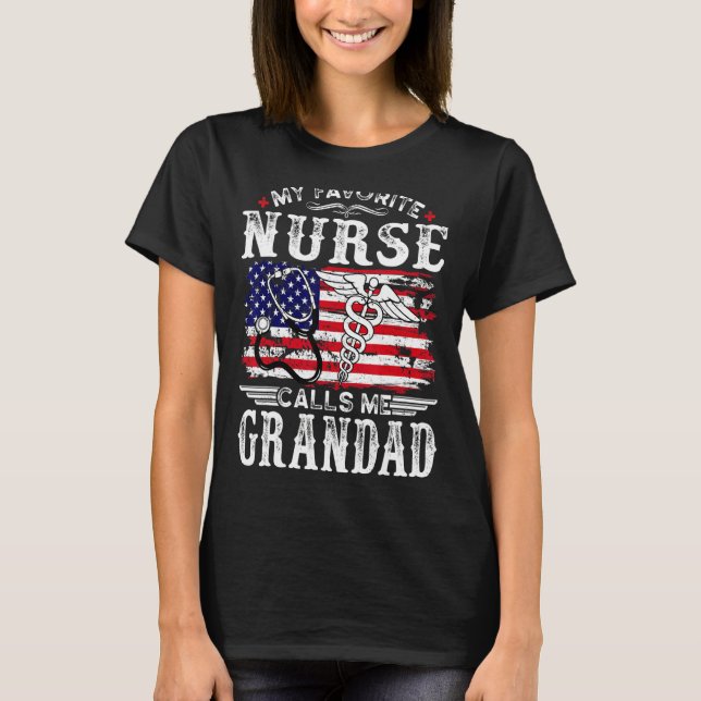 Mens  My Favourite Nurse Calls Me Grandad Father's T-Shirt (Front)