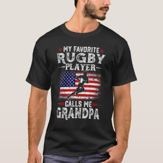 Mens My Favourite Rugby Player Calls Me Grandpa Us T-Shirt