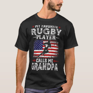 Mens My Favourite Rugby Player Calls Me Grandpa Us T-Shirt