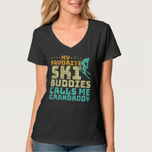Mens My Favourite Ski Buddies Call Me Grandaddy Sk T-Shirt