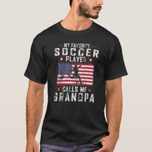 Mens My Favourite Soccer Player Calls Me Grandpa F T-Shirt