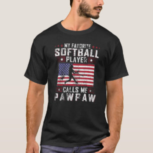 Mens My Favourite Softball Player Calls Me Pawpaw T-Shirt
