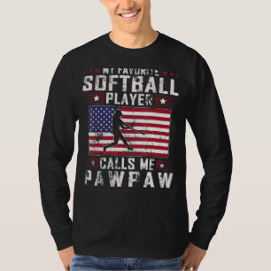 Mens My Favourite Softball Player Calls Me Pawpaw T-Shirt