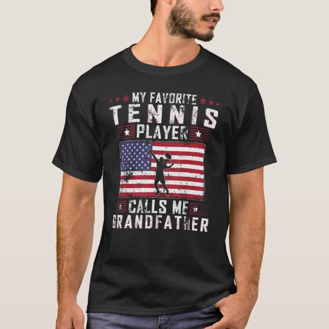 Mens My Favourite Tennis Player Calls Me Grandfath T-Shirt (Front)