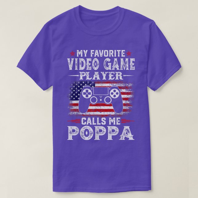 Mens My Favourite Video Game Player Calls Me Poppa T-Shirt (Design Front)