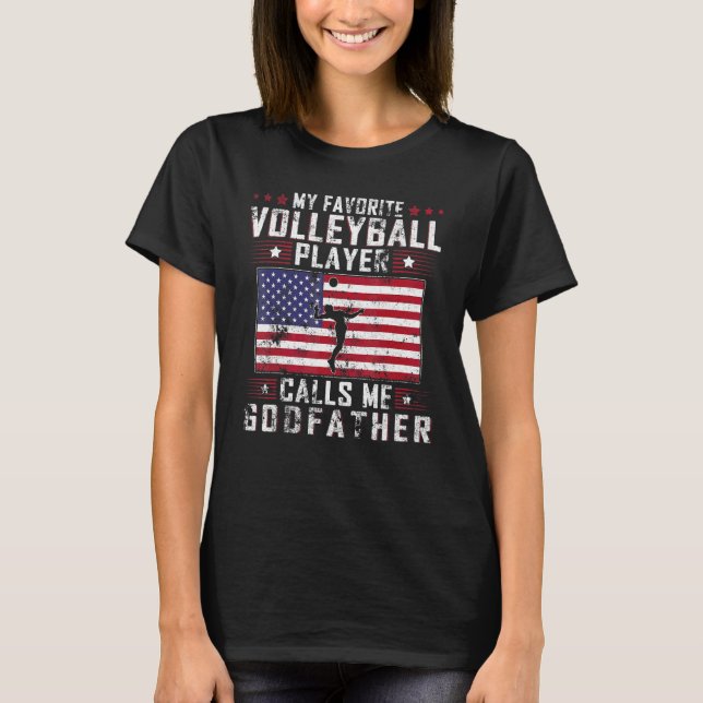 Mens My Favourite Volleyball Player Calls Me Godfa T-Shirt (Front)