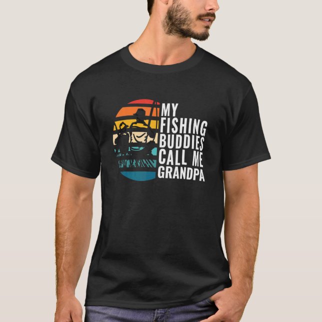 Mens My Fishing Buddies Call Me Grandpa Fisherman  T-Shirt (Front)
